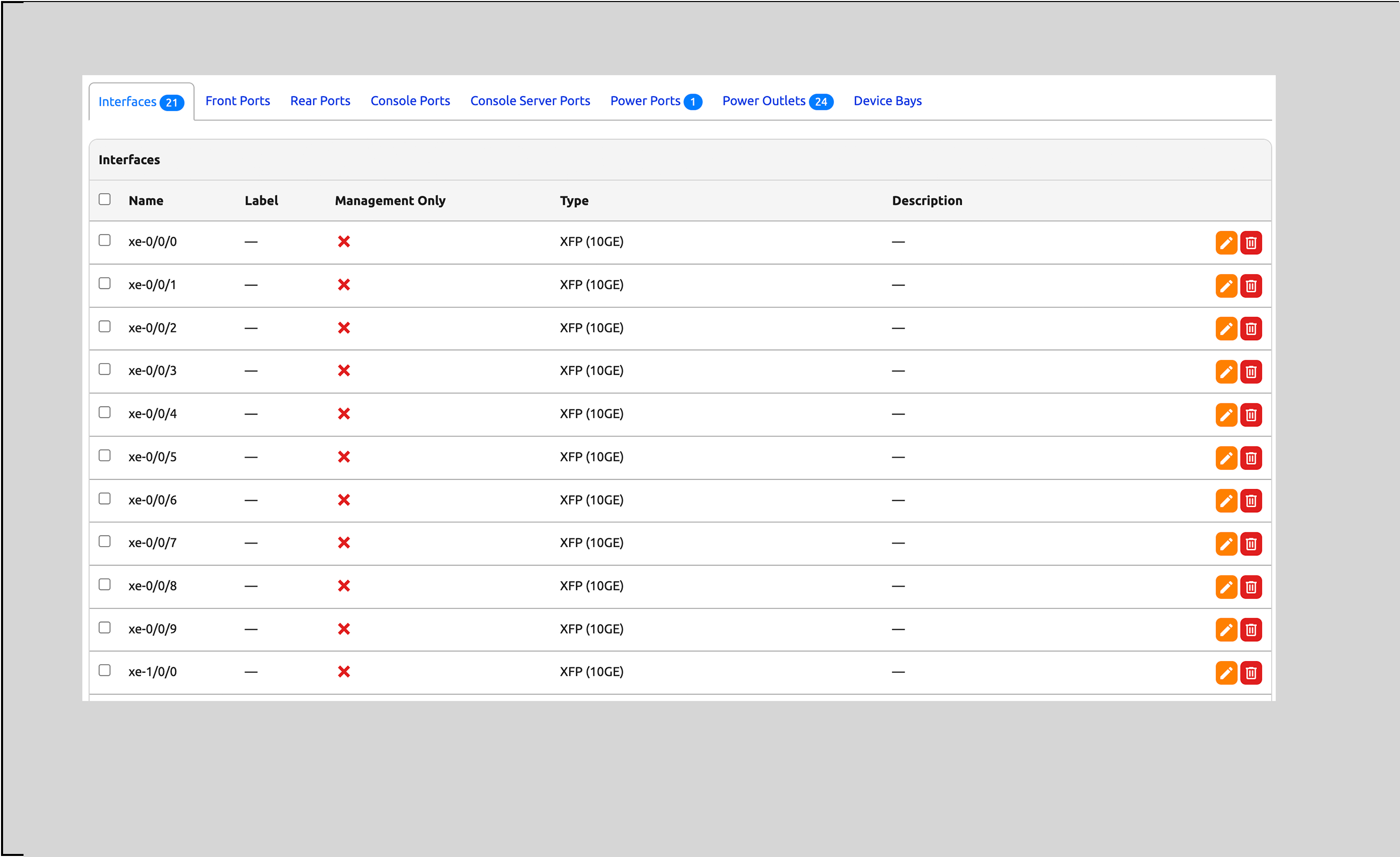 Example interface template